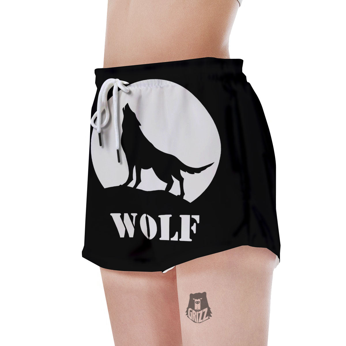 Wolf Howling Monochrome Print Women's Shorts-grizzshop