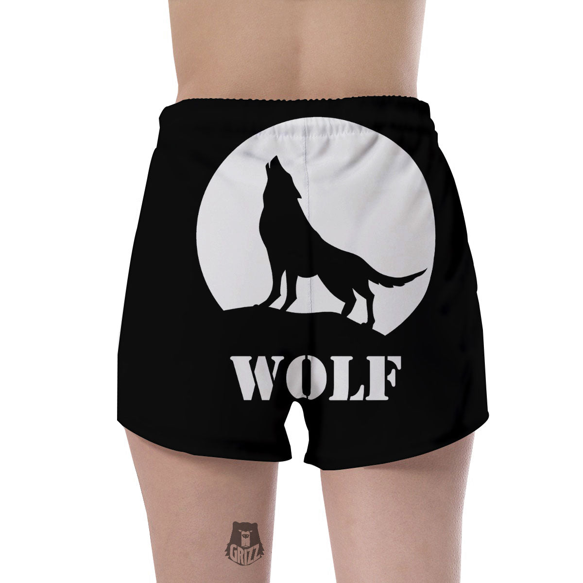 Wolf Howling Monochrome Print Women's Shorts-grizzshop