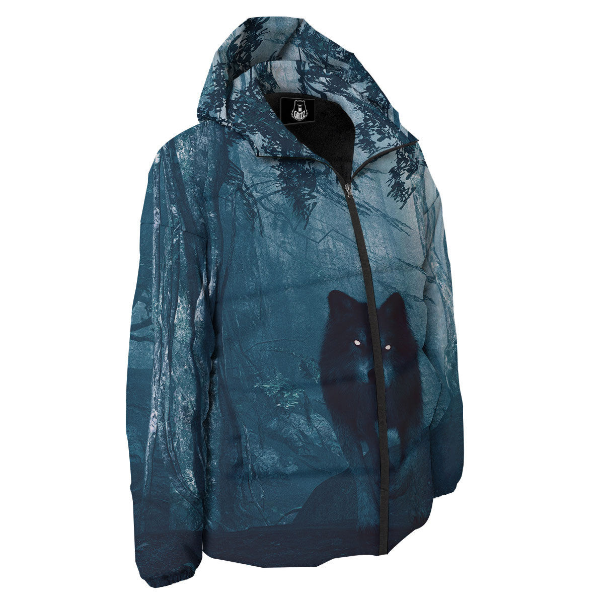 Wolf Jungle Print Down Jacket-grizzshop