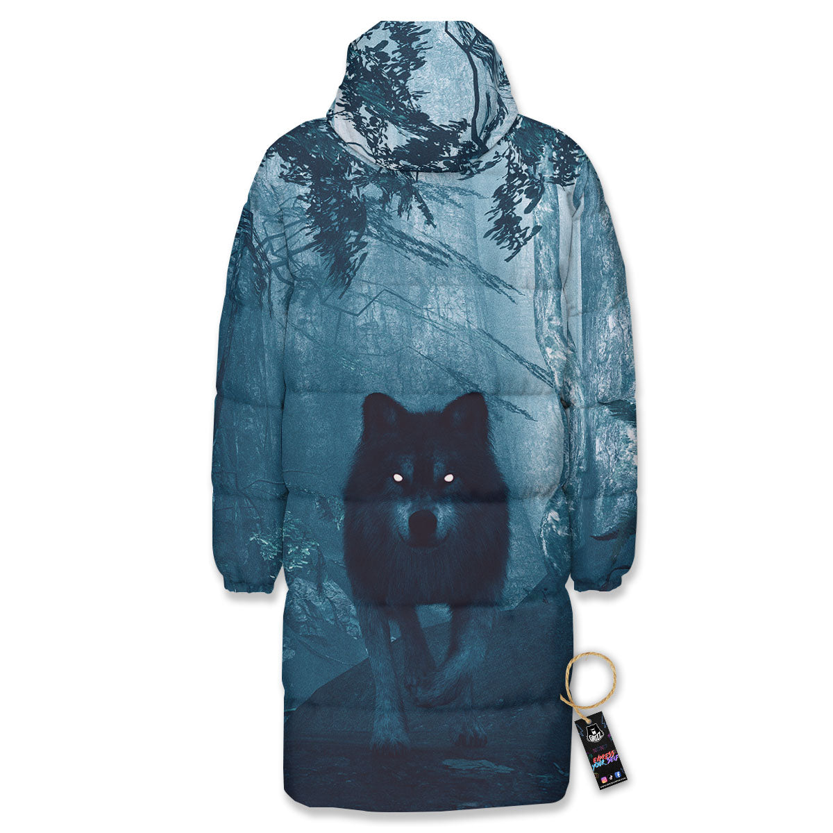 Wolf Jungle Print Long Down Jacket-grizzshop
