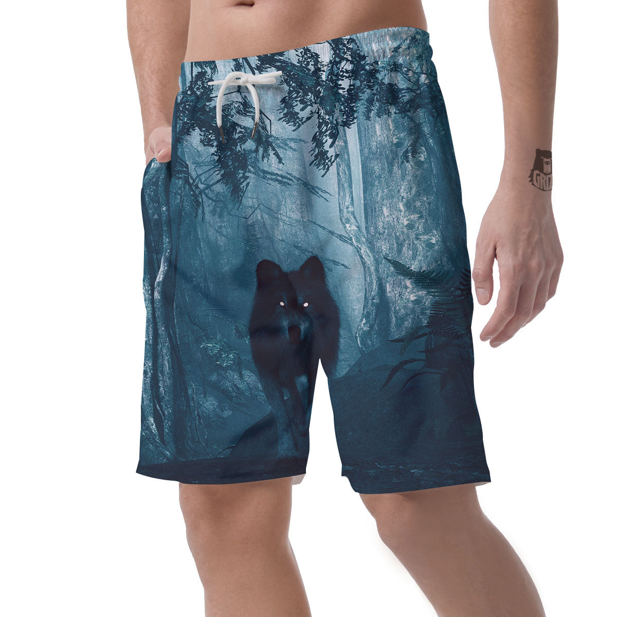 Wolf Jungle Print Men's Shorts-grizzshop