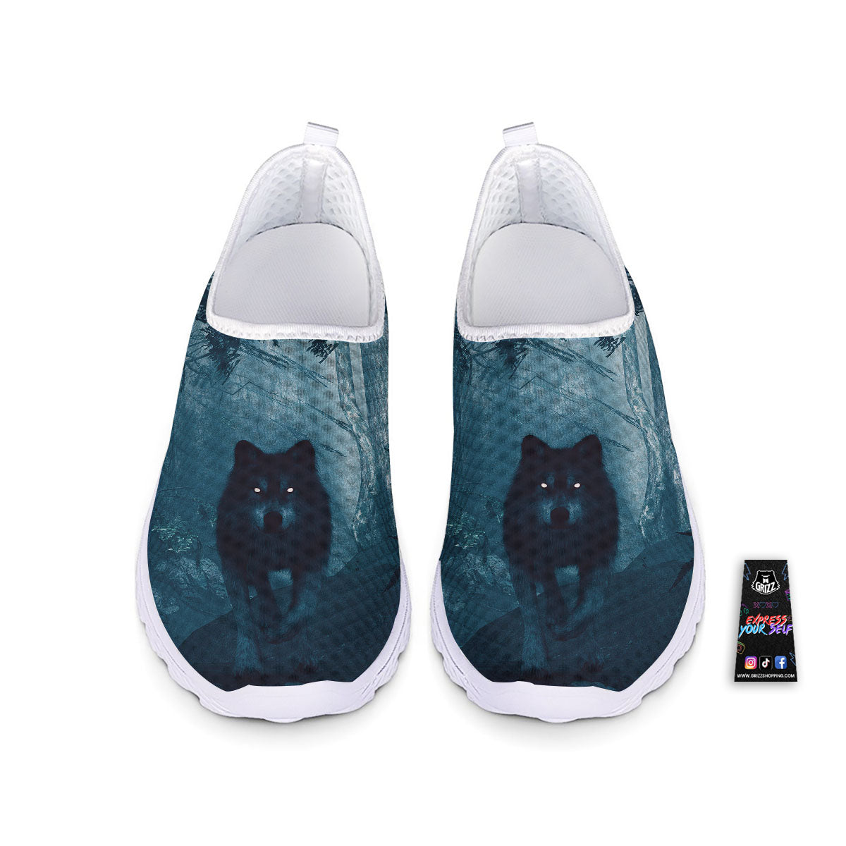 Wolf Jungle Print Nurse Shoes-grizzshop