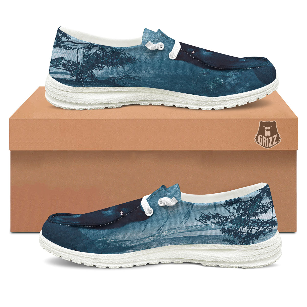 Wolf Jungle Print White Loafers-grizzshop