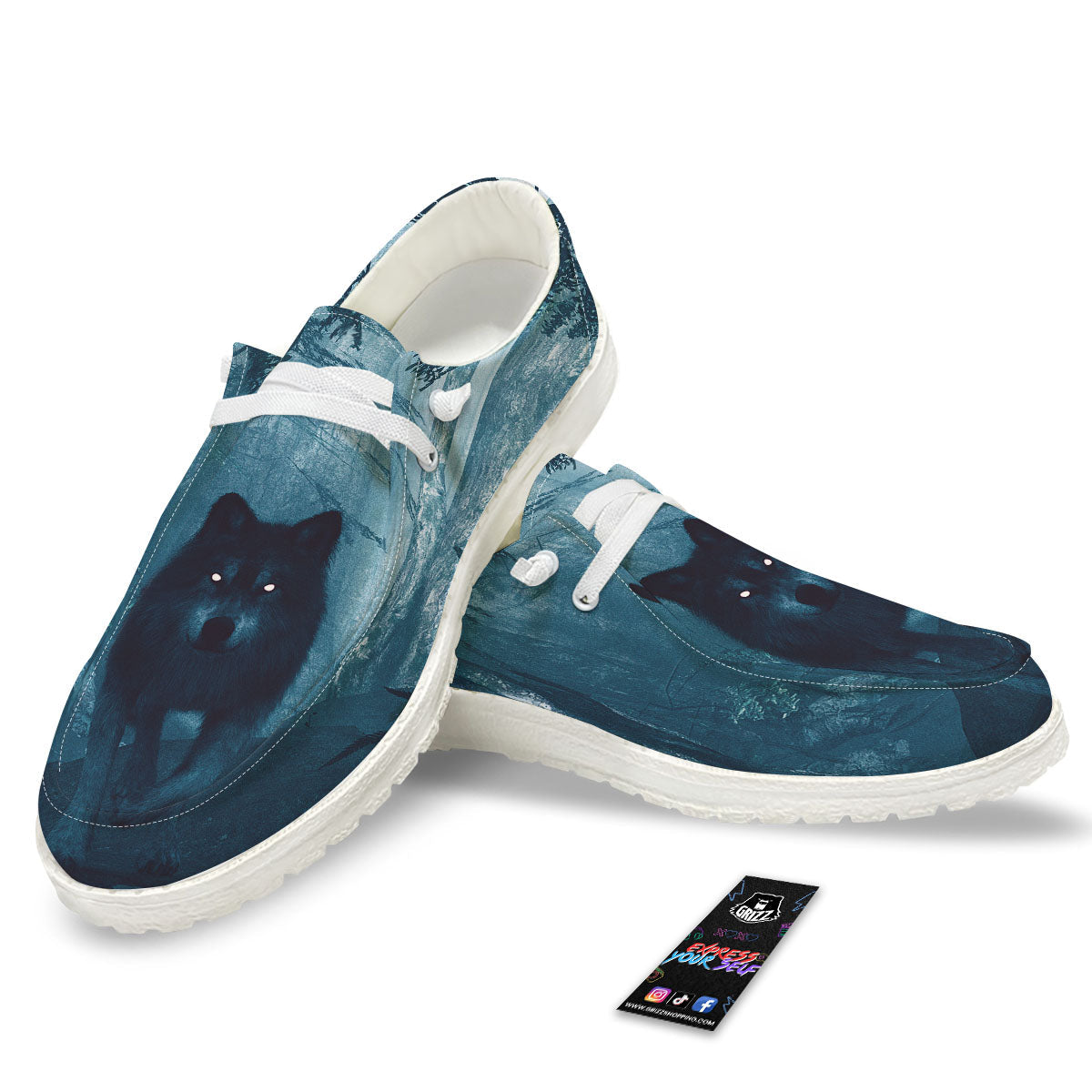 Wolf Jungle Print White Loafers-grizzshop