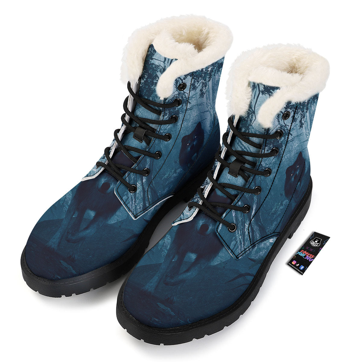 Wolf Jungle Print Winter Boots-grizzshop