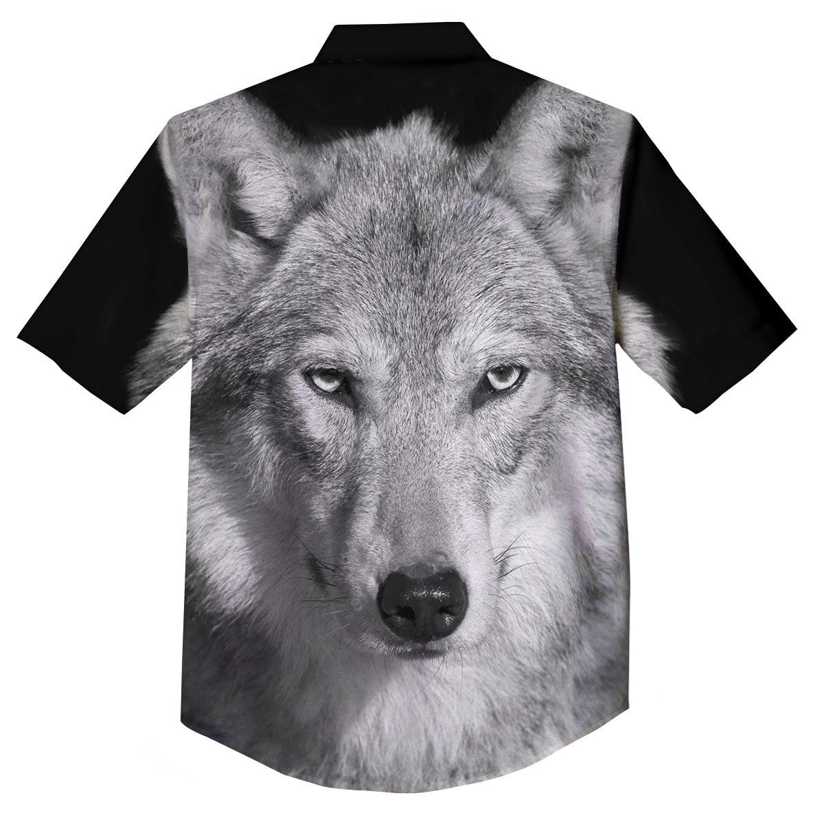 Wolf Monochrome Print Button Up Shirt-grizzshop