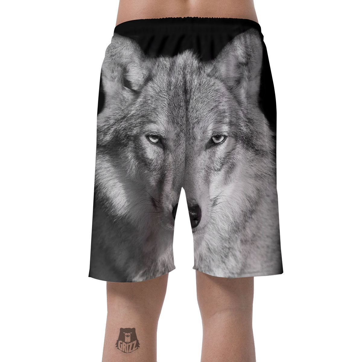 Wolf Monochrome Print Men's Shorts-grizzshop