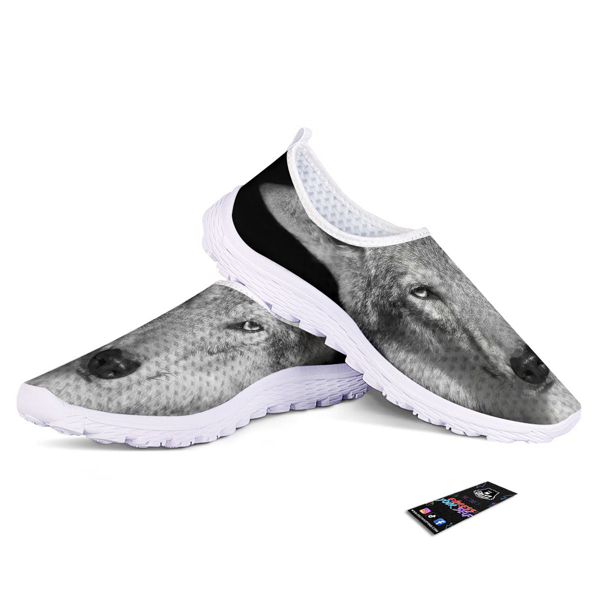 Wolf Monochrome Print Nurse Shoes-grizzshop