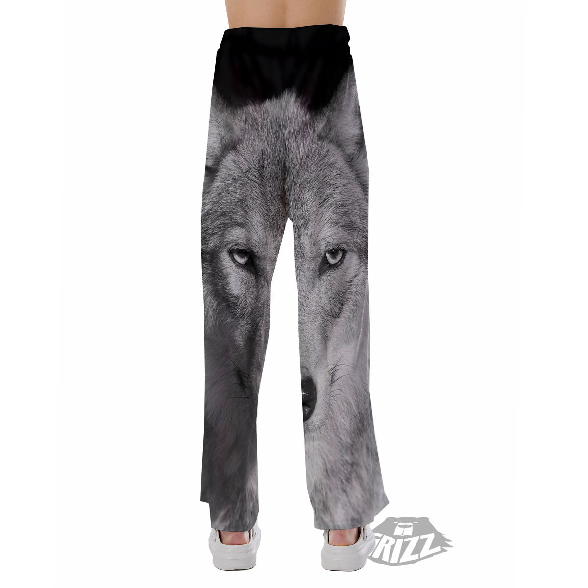 Wolf Monochrome Print Pajama Pants-grizzshop