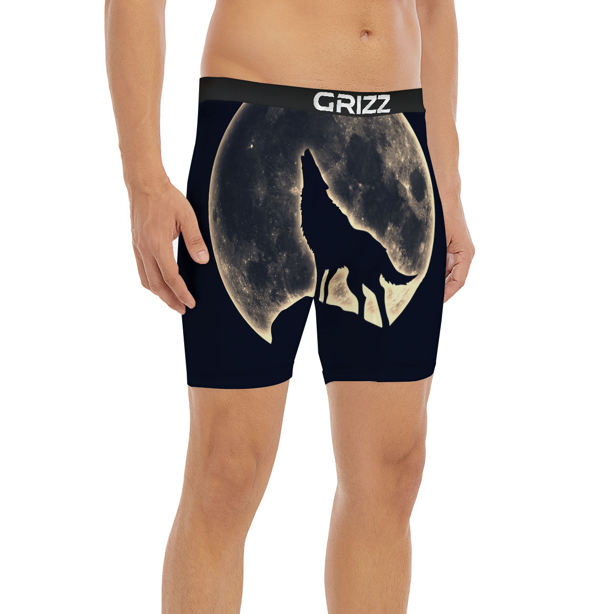 Wolf Moonlight Print Boxer Briefs-grizzshop