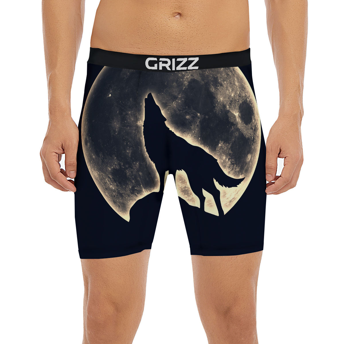 Wolf Moonlight Print Boxer Briefs-grizzshop