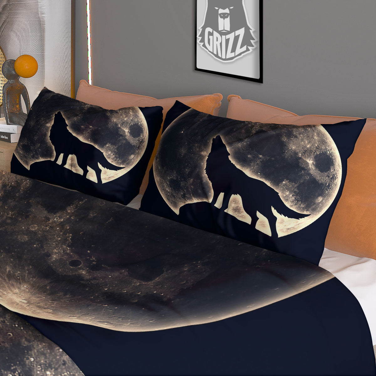 Wolf Moonlight Print Duvet Cover Bedding Set