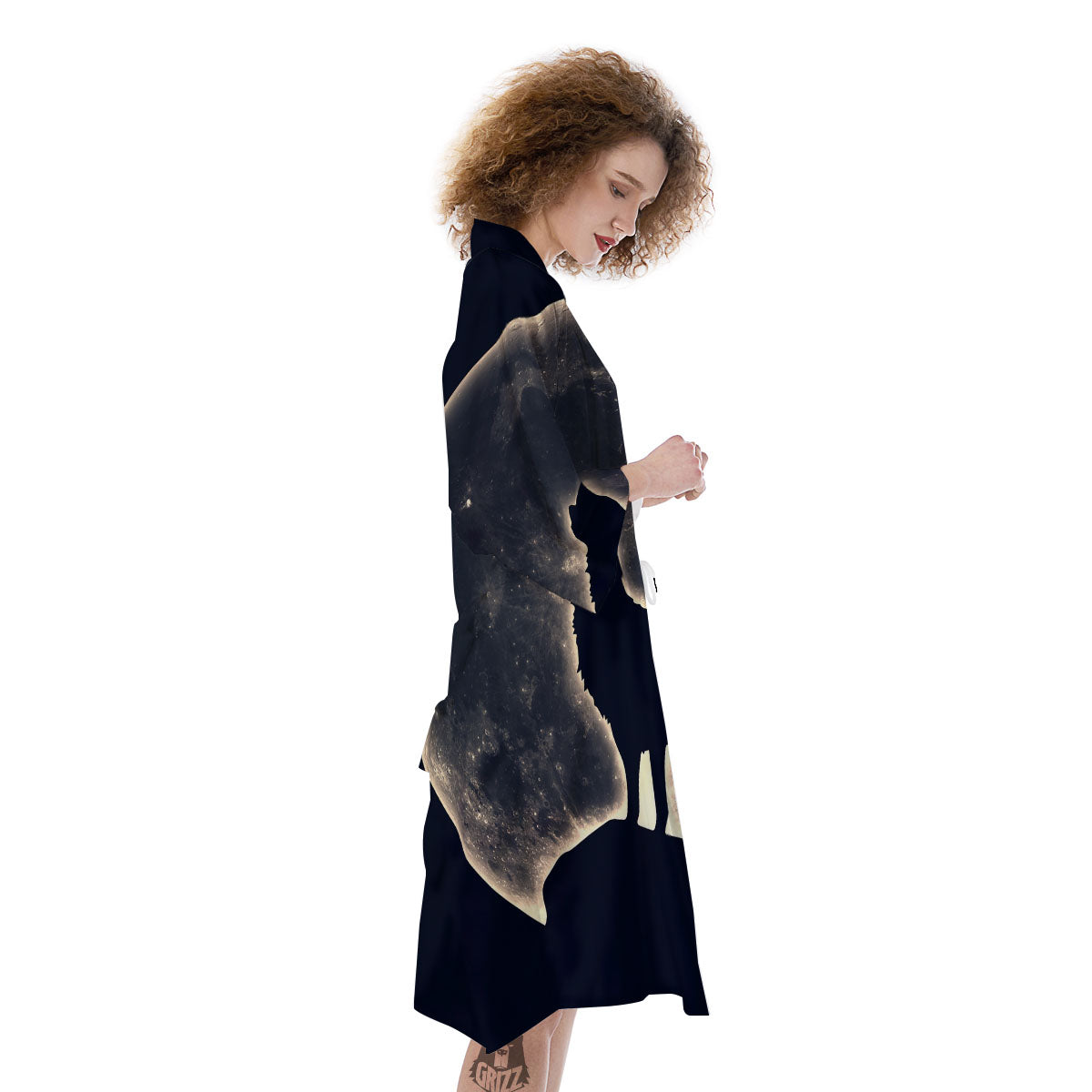 Wolf Moonlight Print Kimono-grizzshop