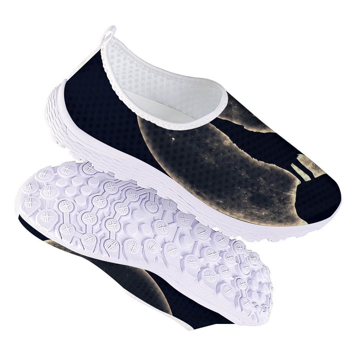 Wolf Moonlight Print Nurse Shoes-grizzshop