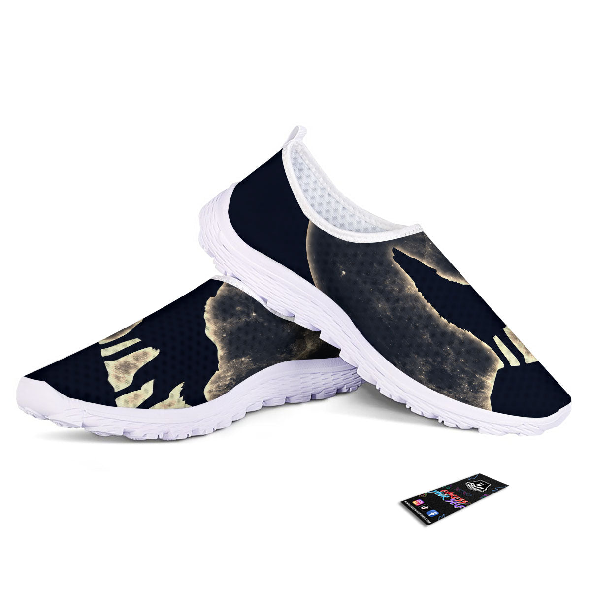 Wolf Moonlight Print Nurse Shoes-grizzshop