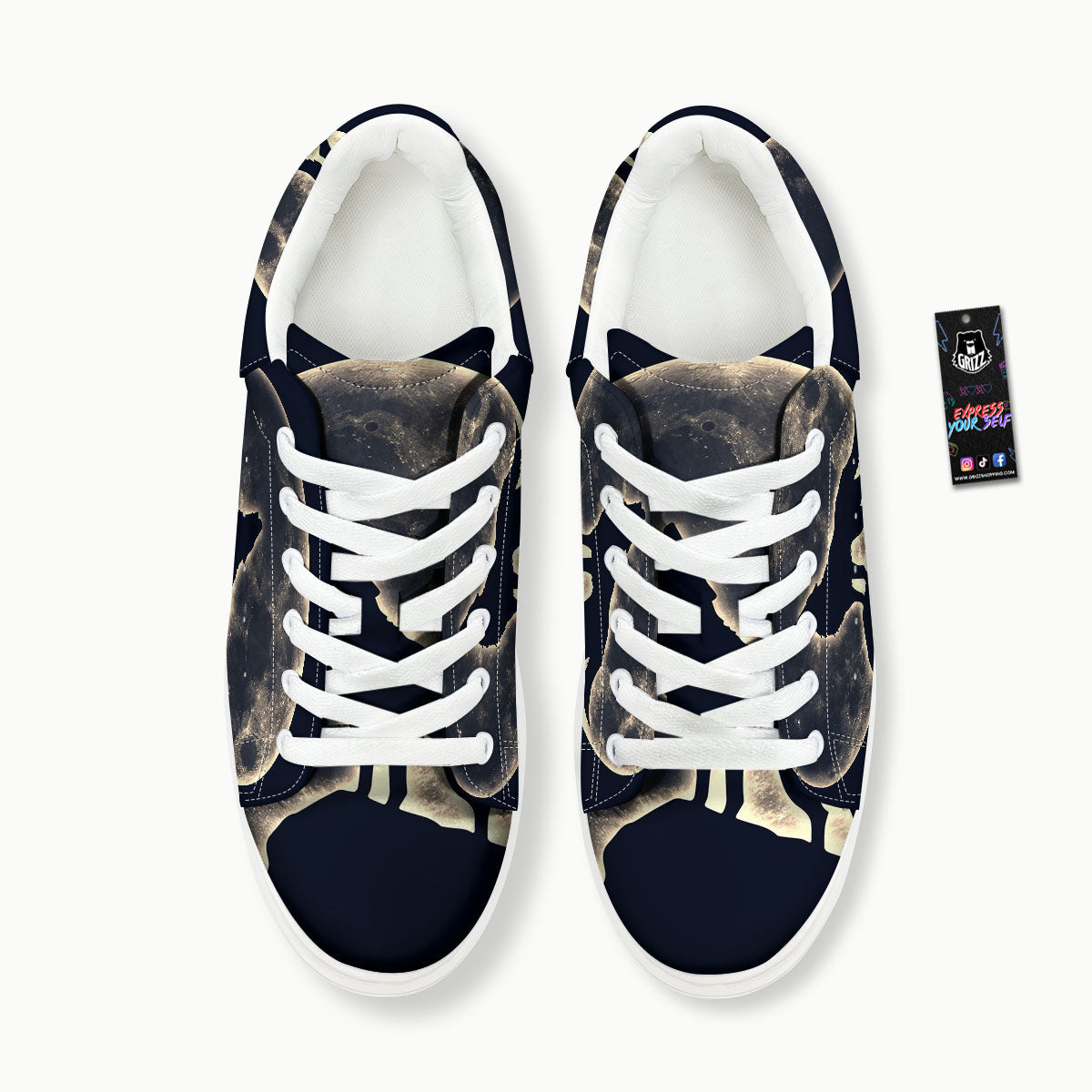 Wolf Moonlight Print Platform Shoes-grizzshop