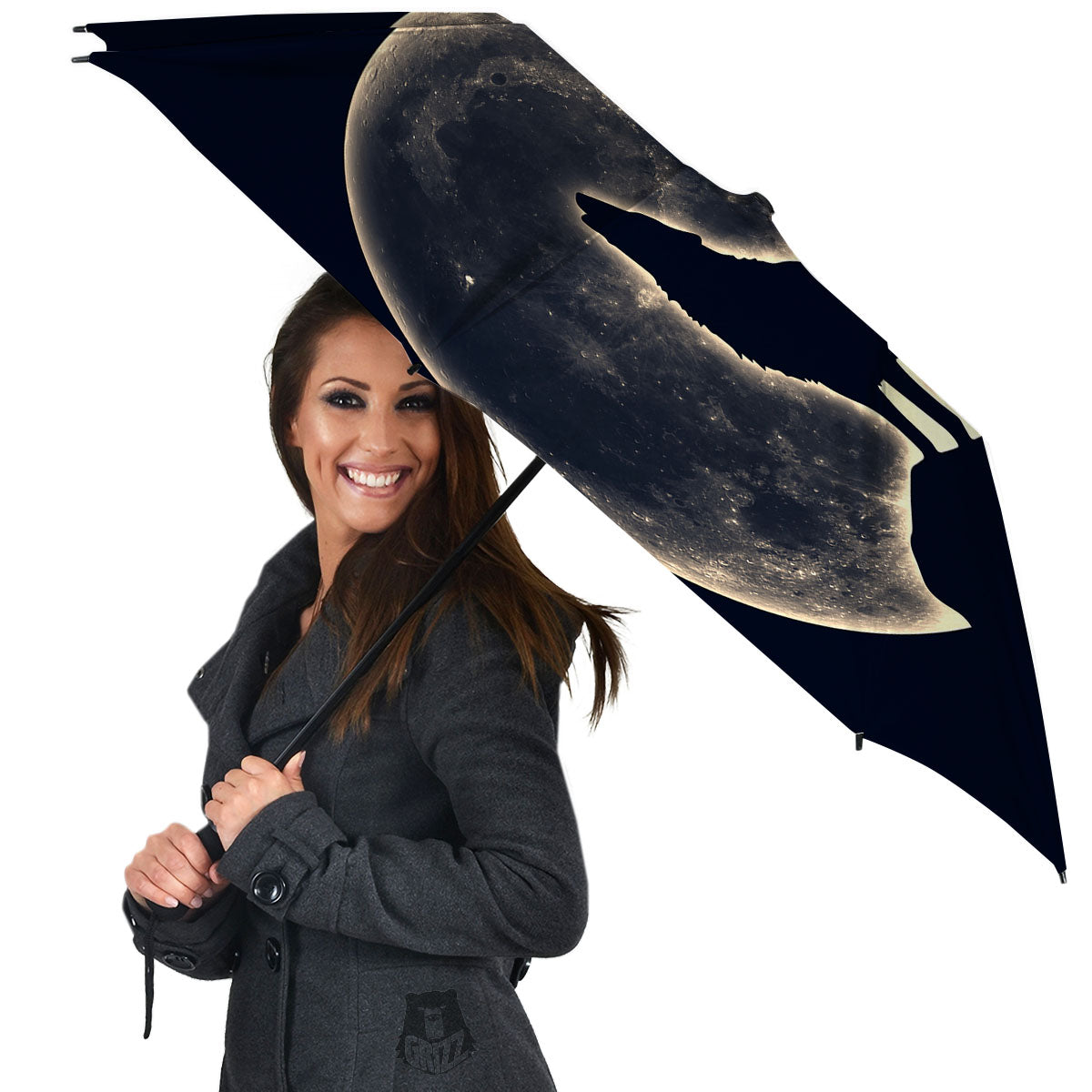 Wolf Moonlight Print Umbrella-grizzshop
