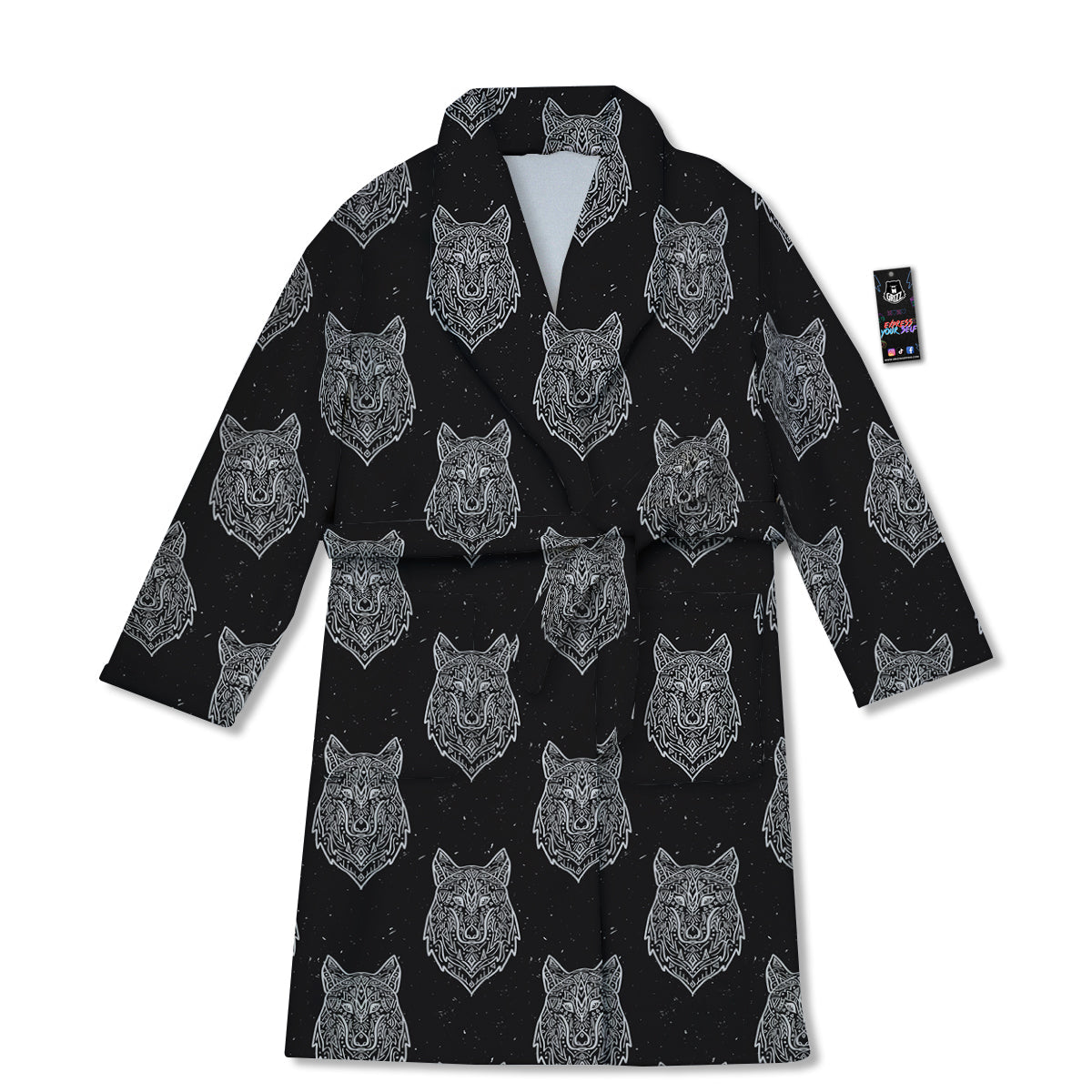 Wolf Native Tribal Print Pattern Bathrobe-grizzshop
