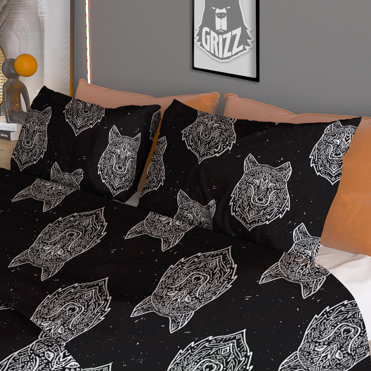 Wolf Native Tribal Print Pattern Duvet Cover Bedding Set