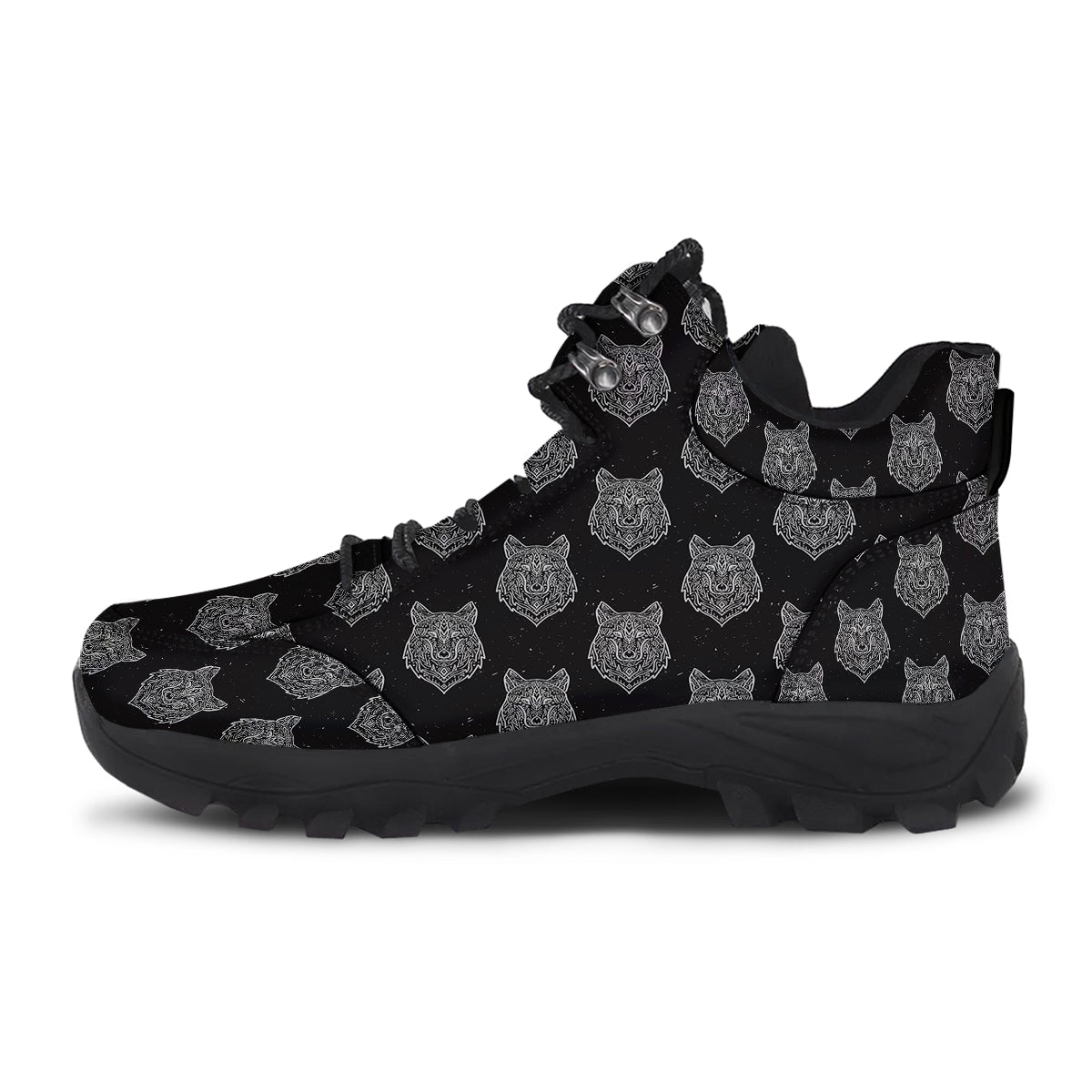 Wolf Native Tribal Print Pattern Hiking Shoes-grizzshop