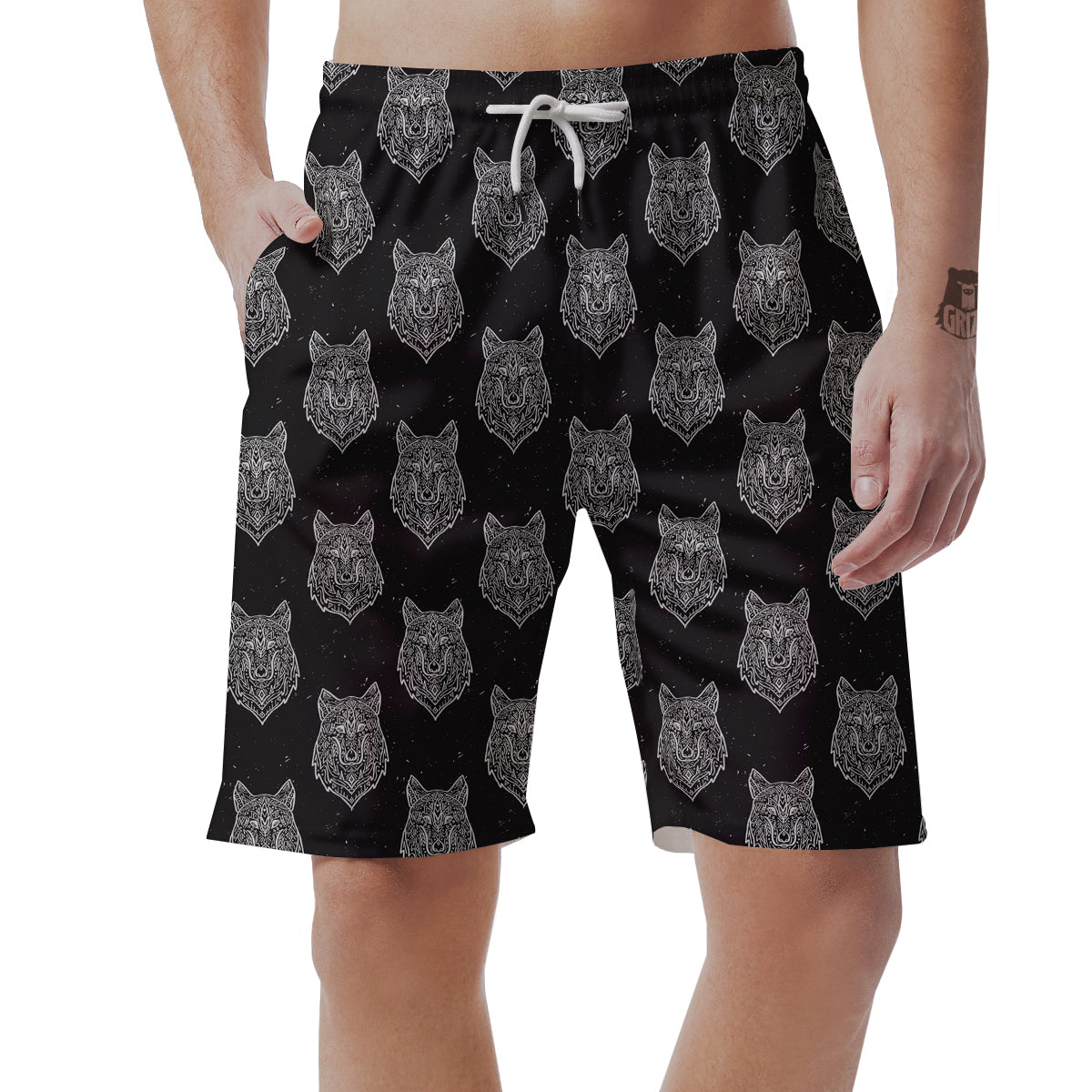 Wolf Native Tribal Print Pattern Men's Shorts-grizzshop