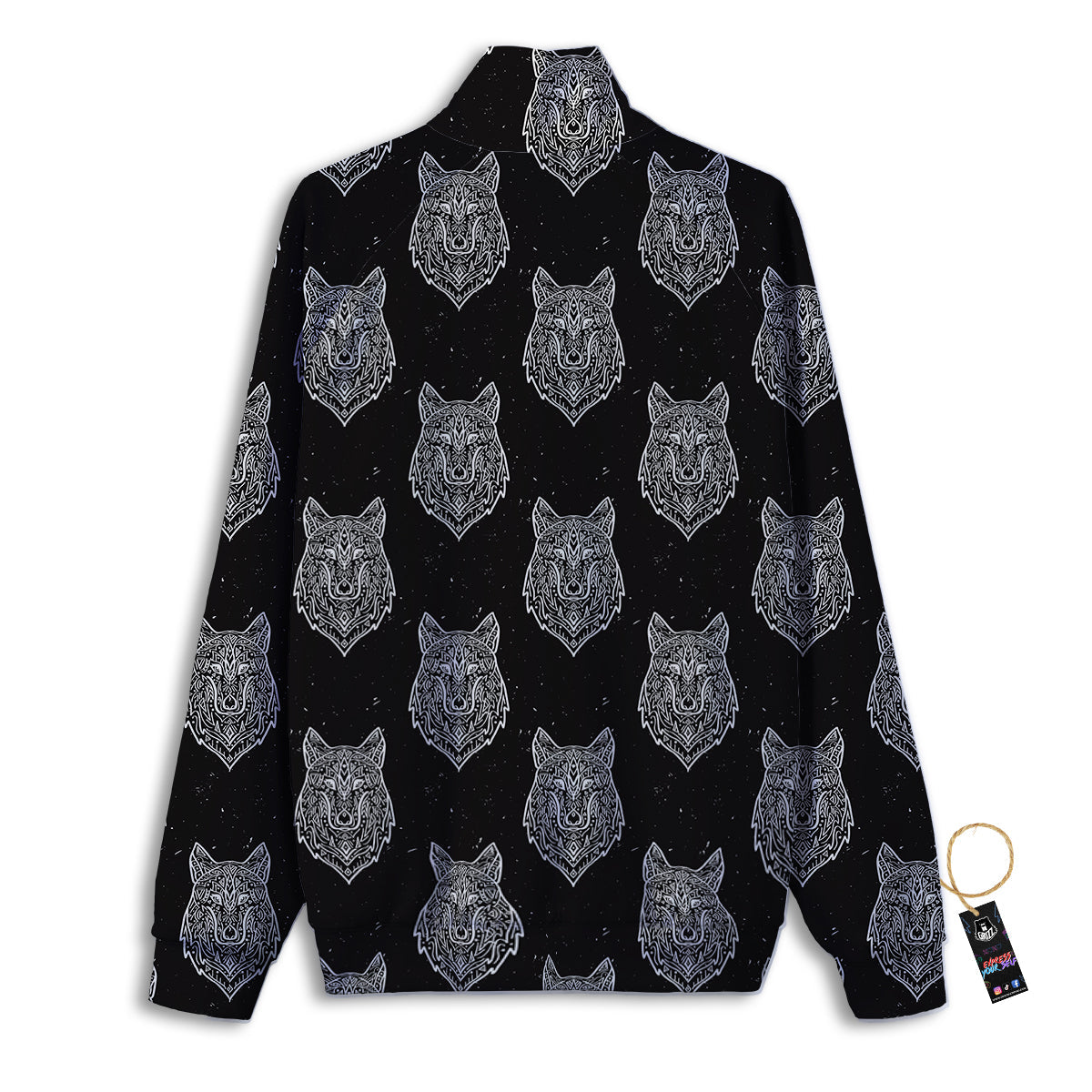 Wolf Native Tribal Print Pattern Track Jacket-grizzshop