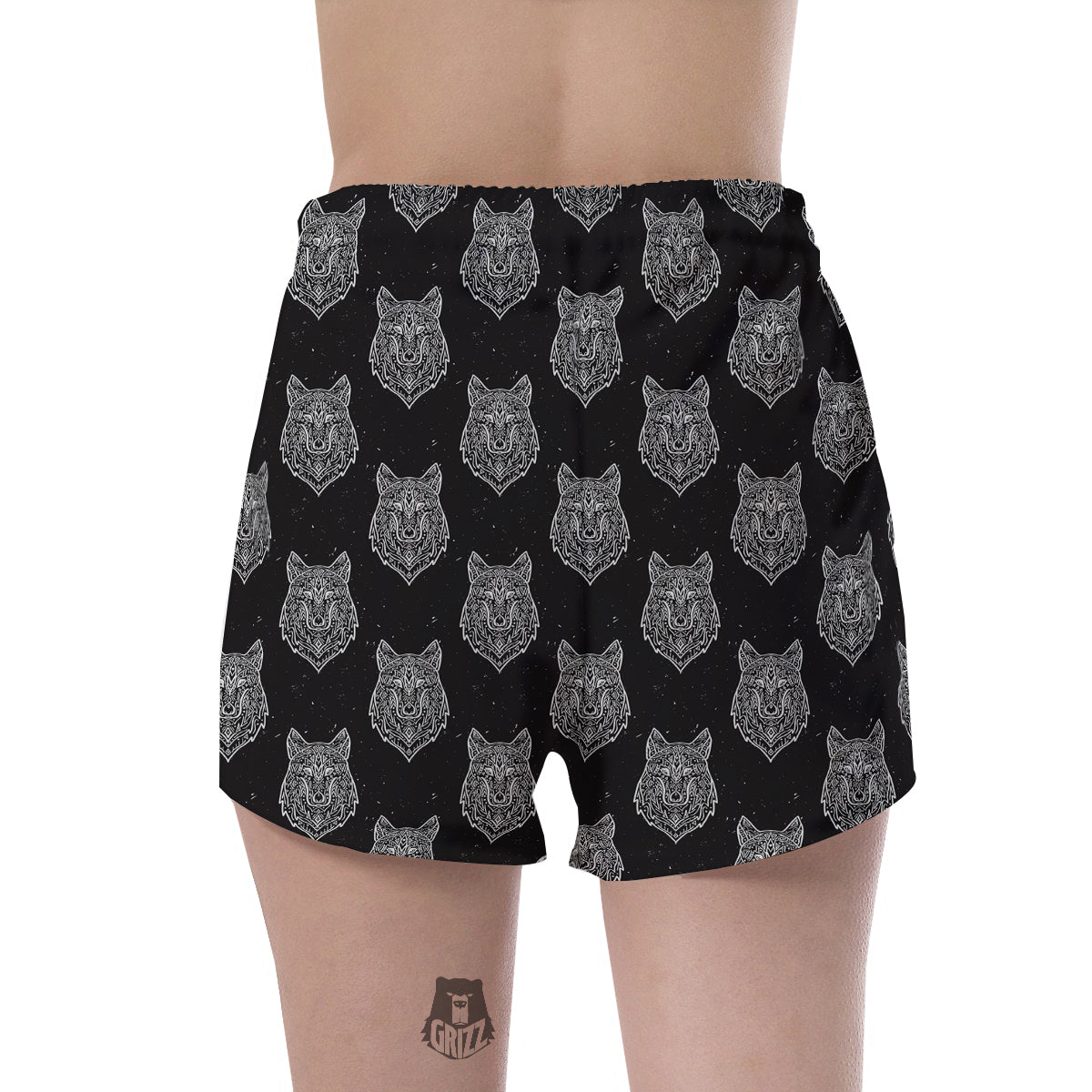 Wolf Native Tribal Print Pattern Women's Shorts-grizzshop