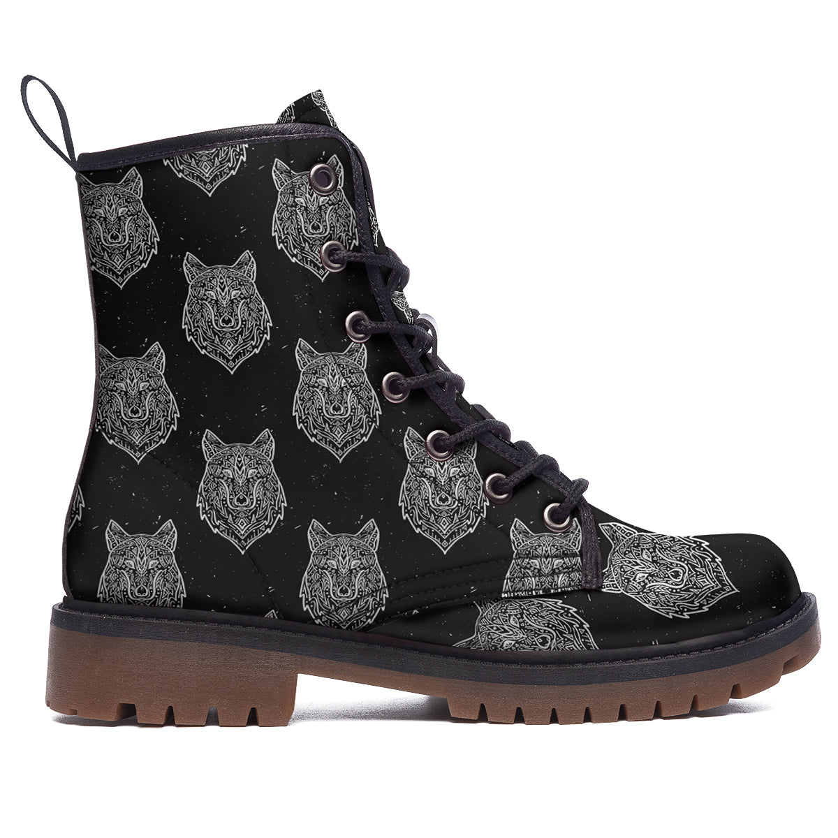 Wolf Native Tribal Print Pattern Work Boots-grizzshop