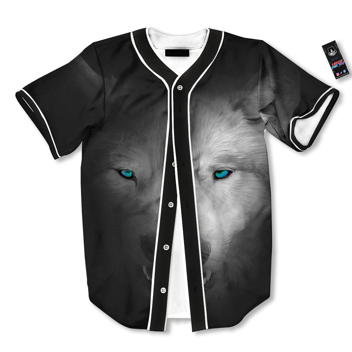 Wolf Painting Watercolor Print Baseball Jersey-grizzshop