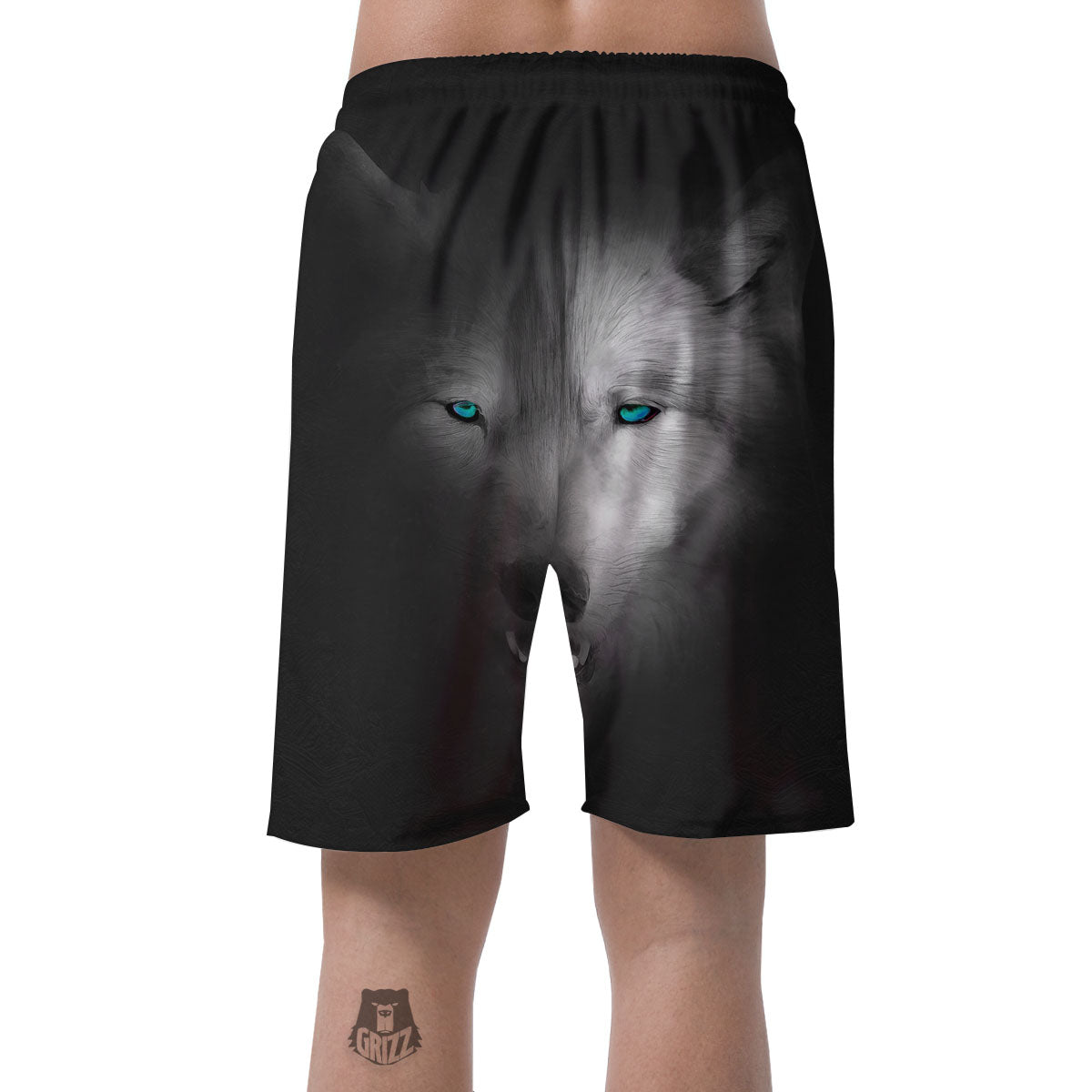 Wolf Painting Watercolor Print Men's Shorts-grizzshop