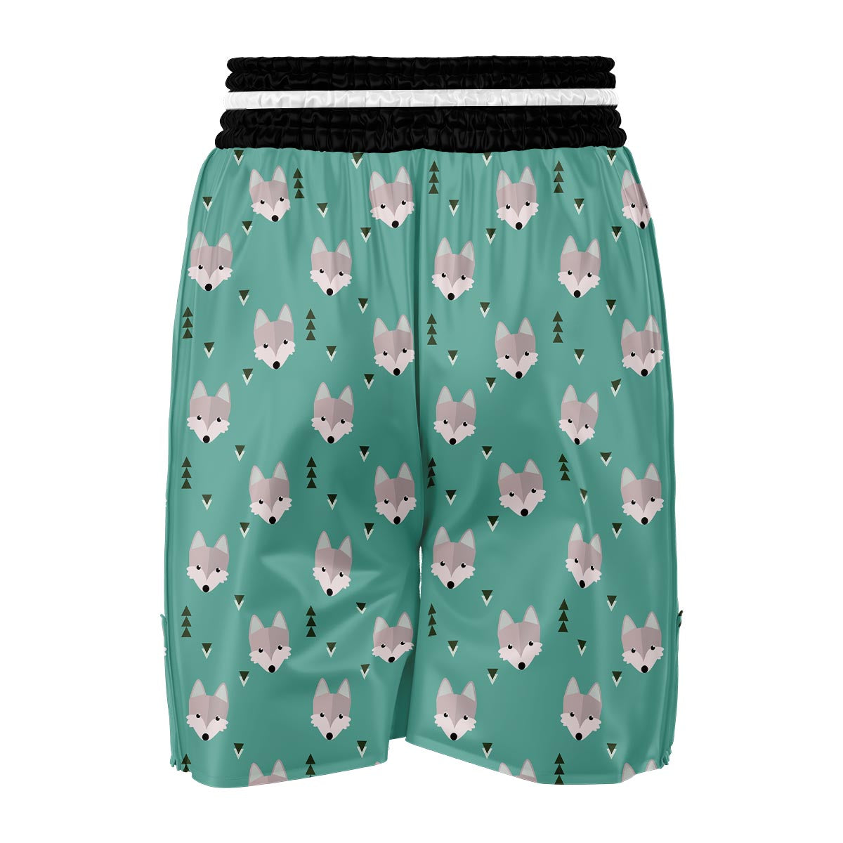 Wolf Pattern Print Boxing Shorts-grizzshop