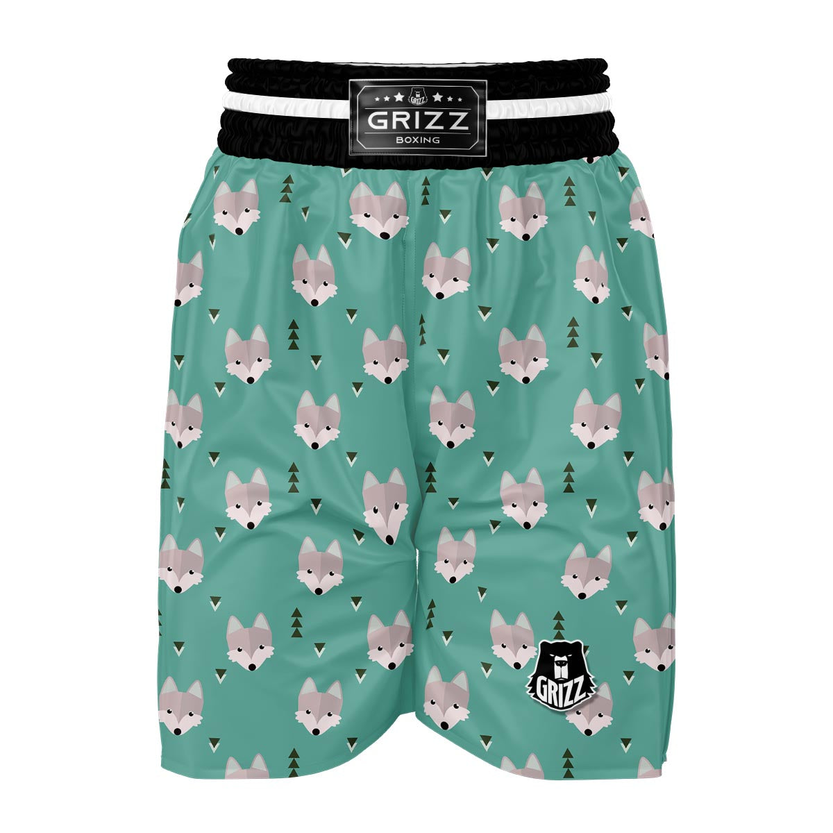 Wolf Pattern Print Boxing Shorts-grizzshop