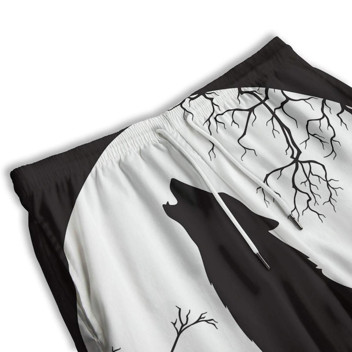 Wolf Spirit And Moon Print Men's Athletic Shorts
