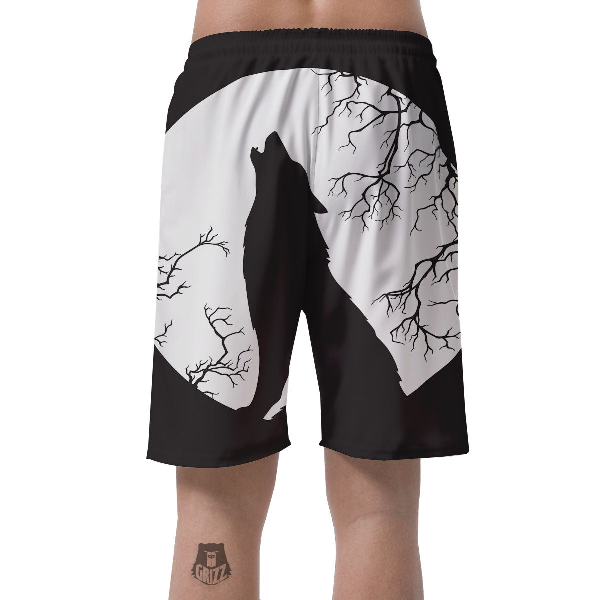 Wolf Spirit And Moon Print Men's Shorts-grizzshop