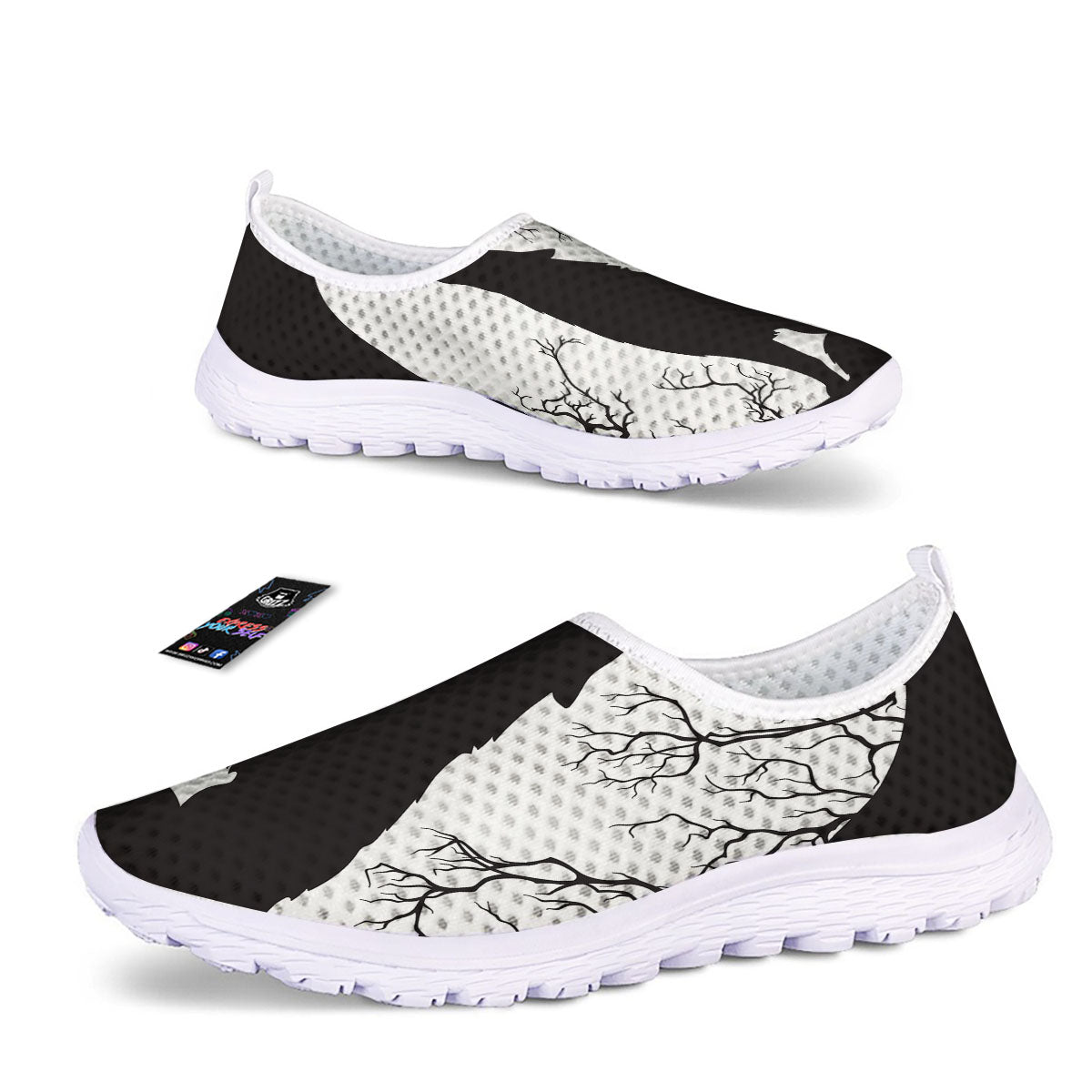 Wolf Spirit And Moon Print Nurse Shoes-grizzshop