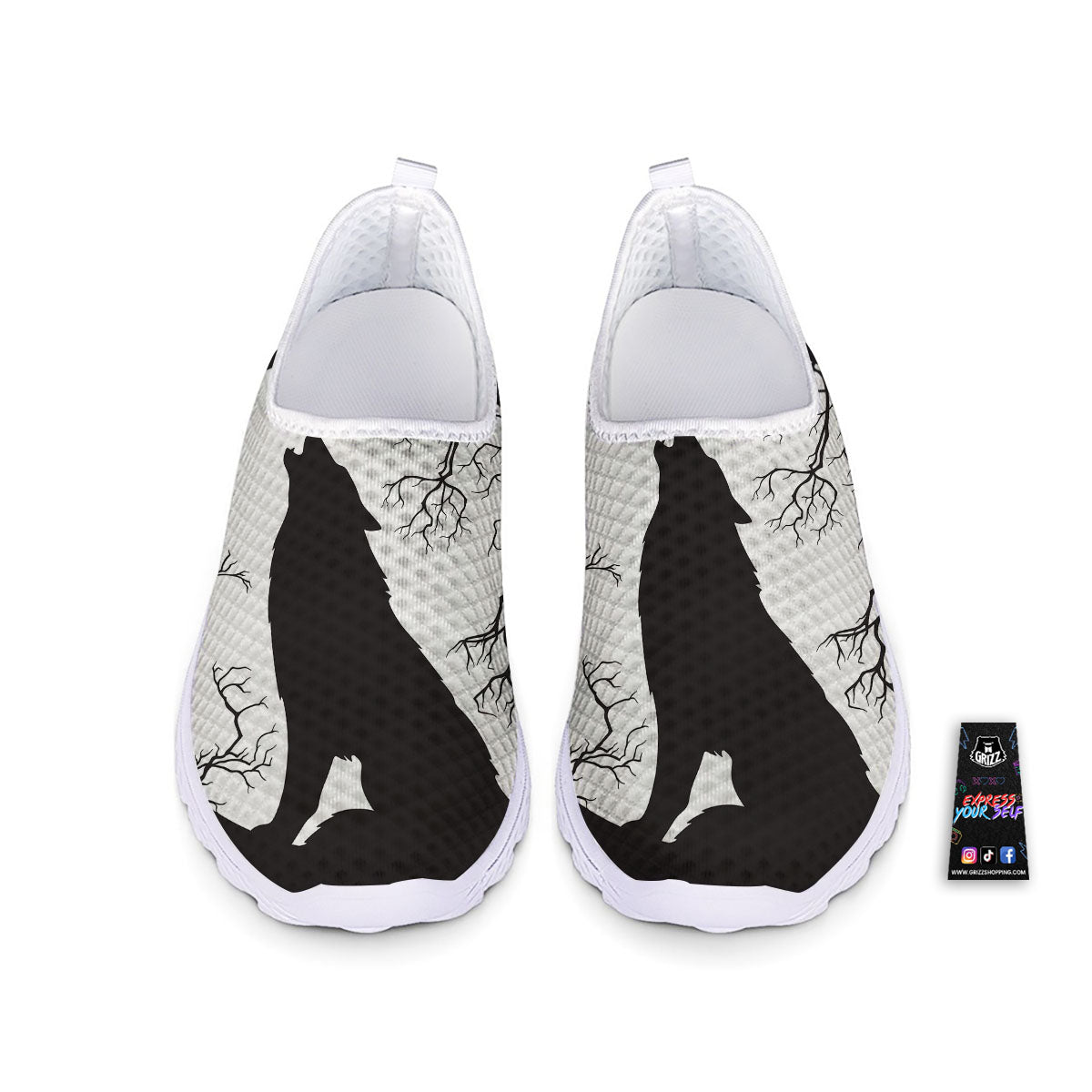 Wolf Spirit And Moon Print Nurse Shoes-grizzshop