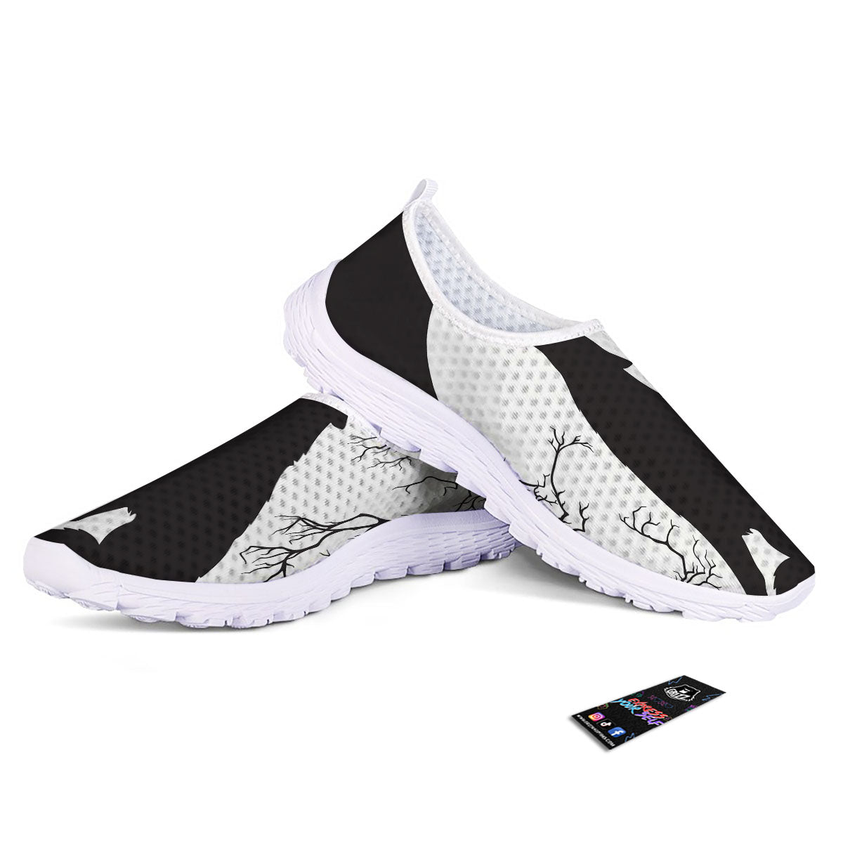 Wolf Spirit And Moon Print Nurse Shoes-grizzshop