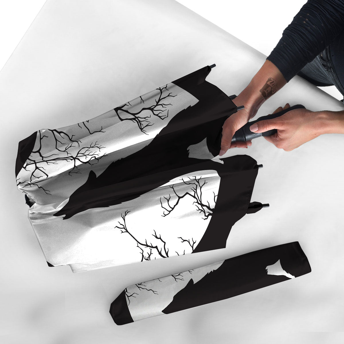 Wolf Spirit And Moon Print Umbrella-grizzshop