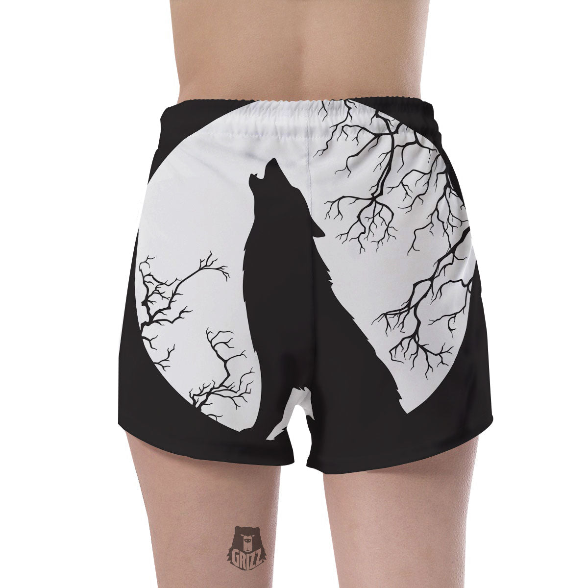 Wolf Spirit And Moon Print Women's Shorts-grizzshop