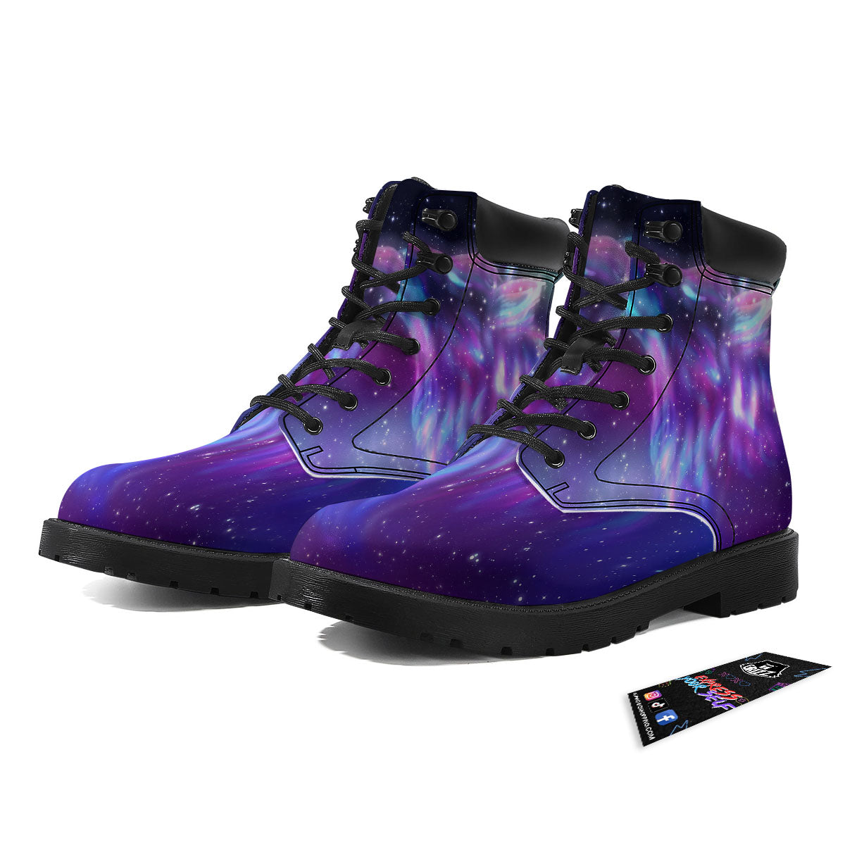 Wolf Spirit Aurora Howling Print Boots-grizzshop