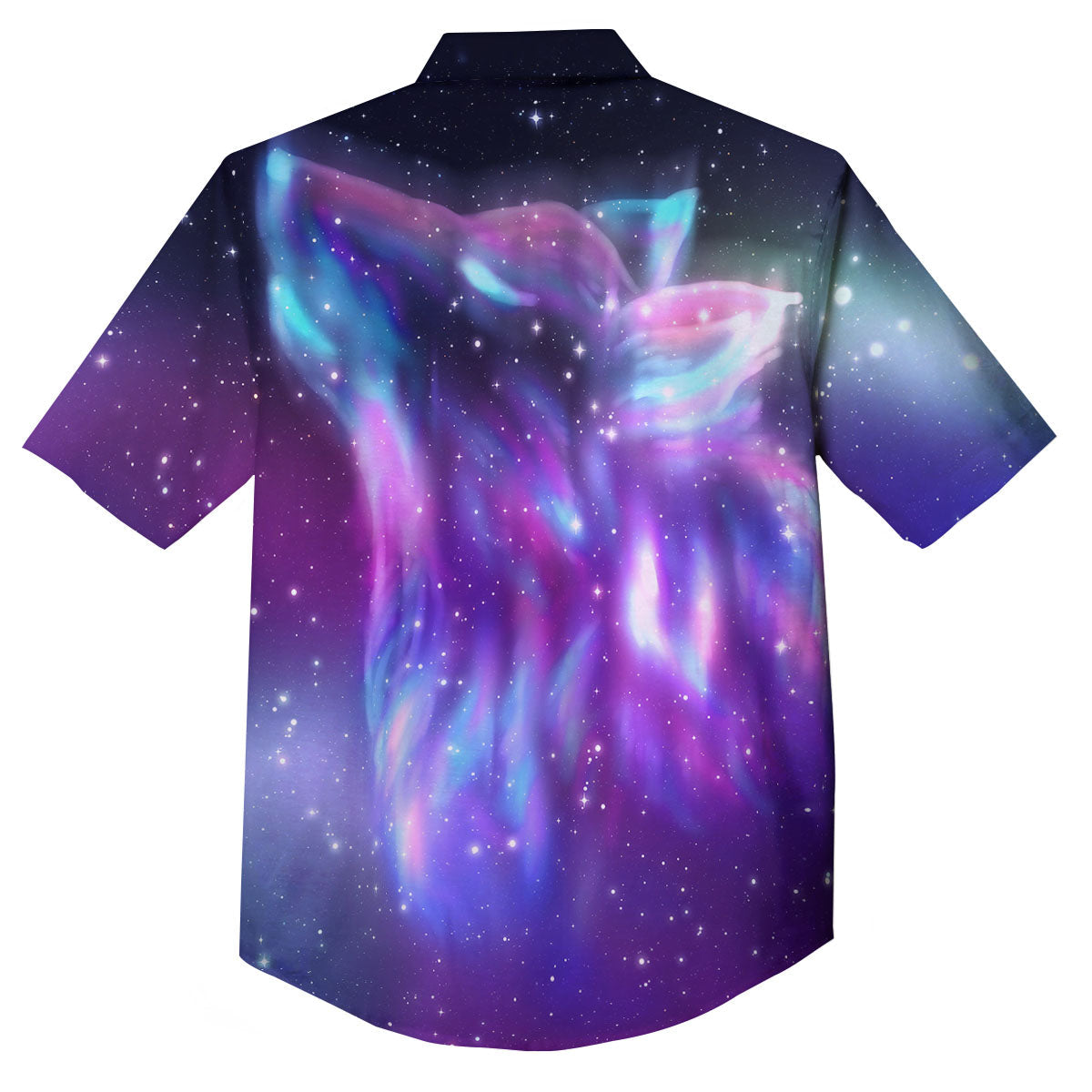 Wolf Spirit Aurora Howling Print Button Up Shirt-grizzshop