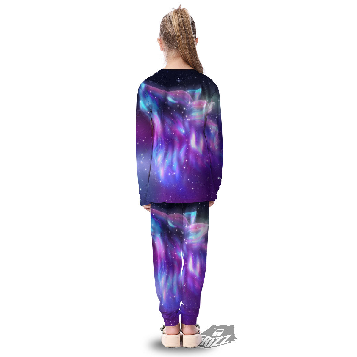 Wolf Spirit Aurora Howling Print Kid's Pajamas-grizzshop