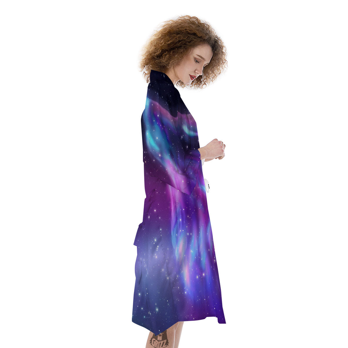 Wolf Spirit Aurora Howling Print Kimono-grizzshop