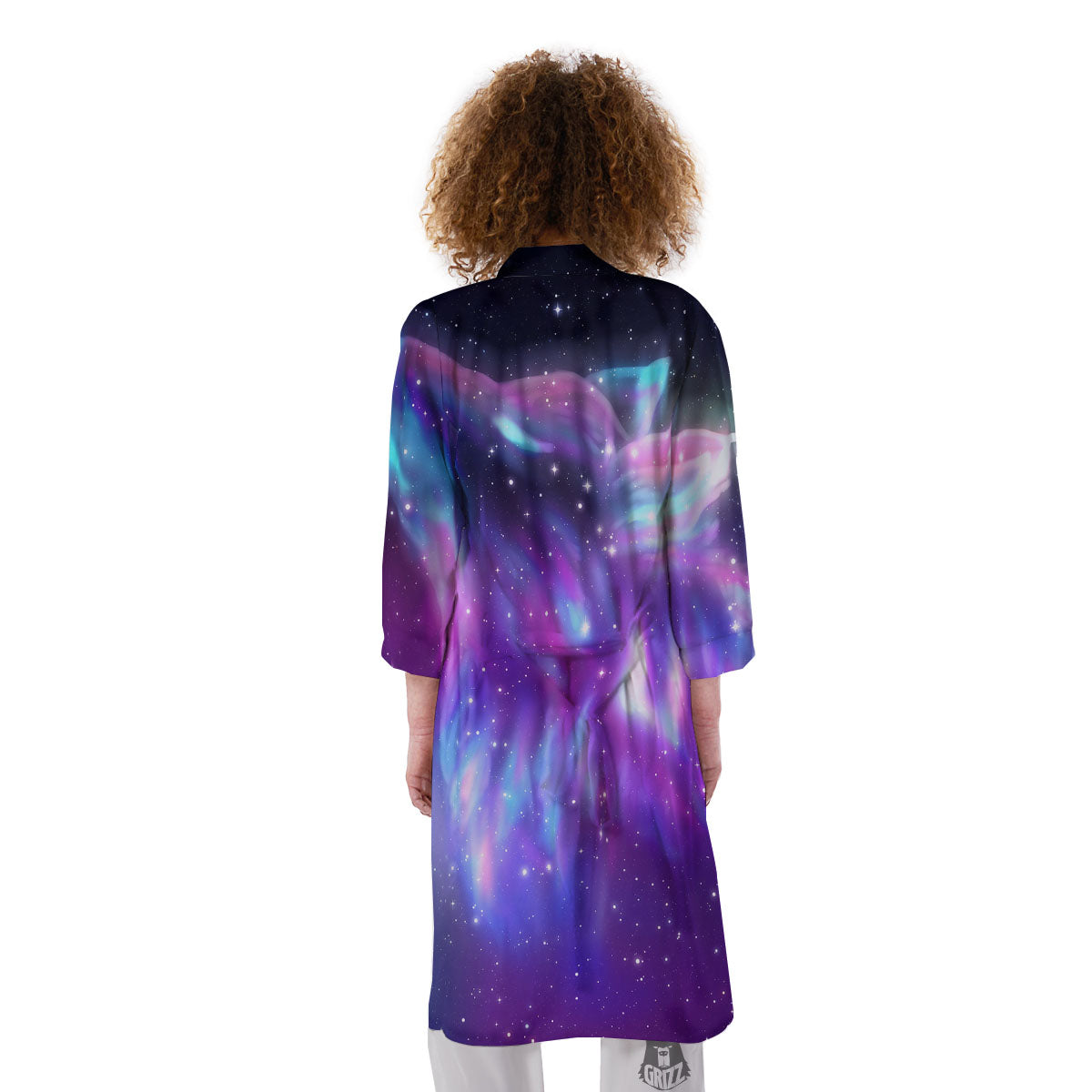 Wolf Spirit Aurora Howling Print Kimono-grizzshop