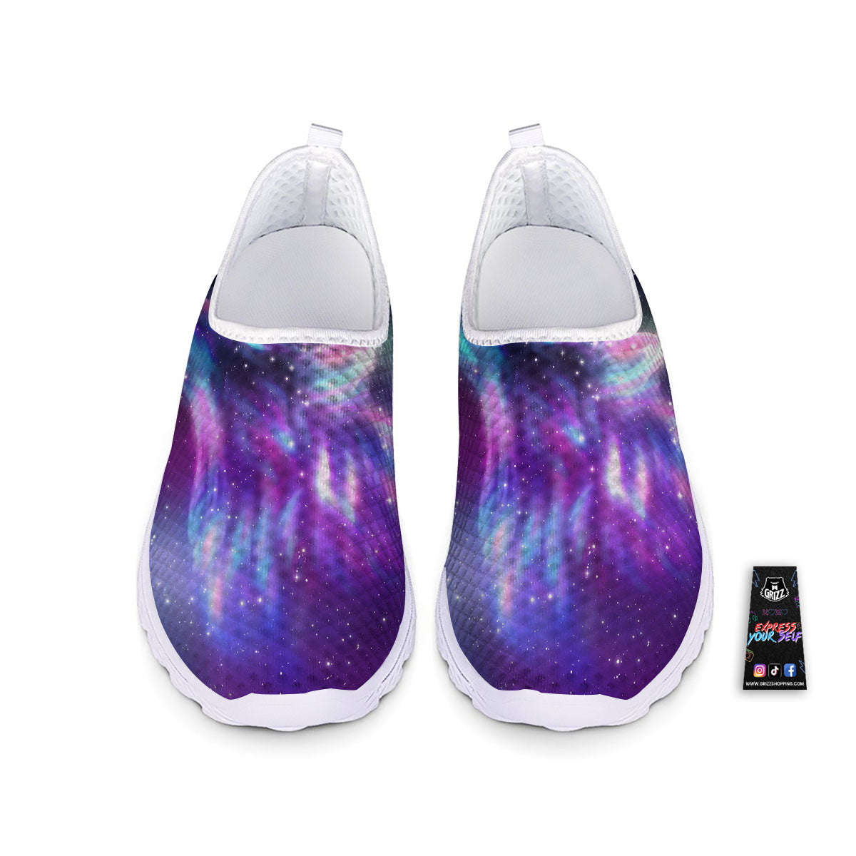 Wolf Spirit Aurora Howling Print Nurse Shoes-grizzshop
