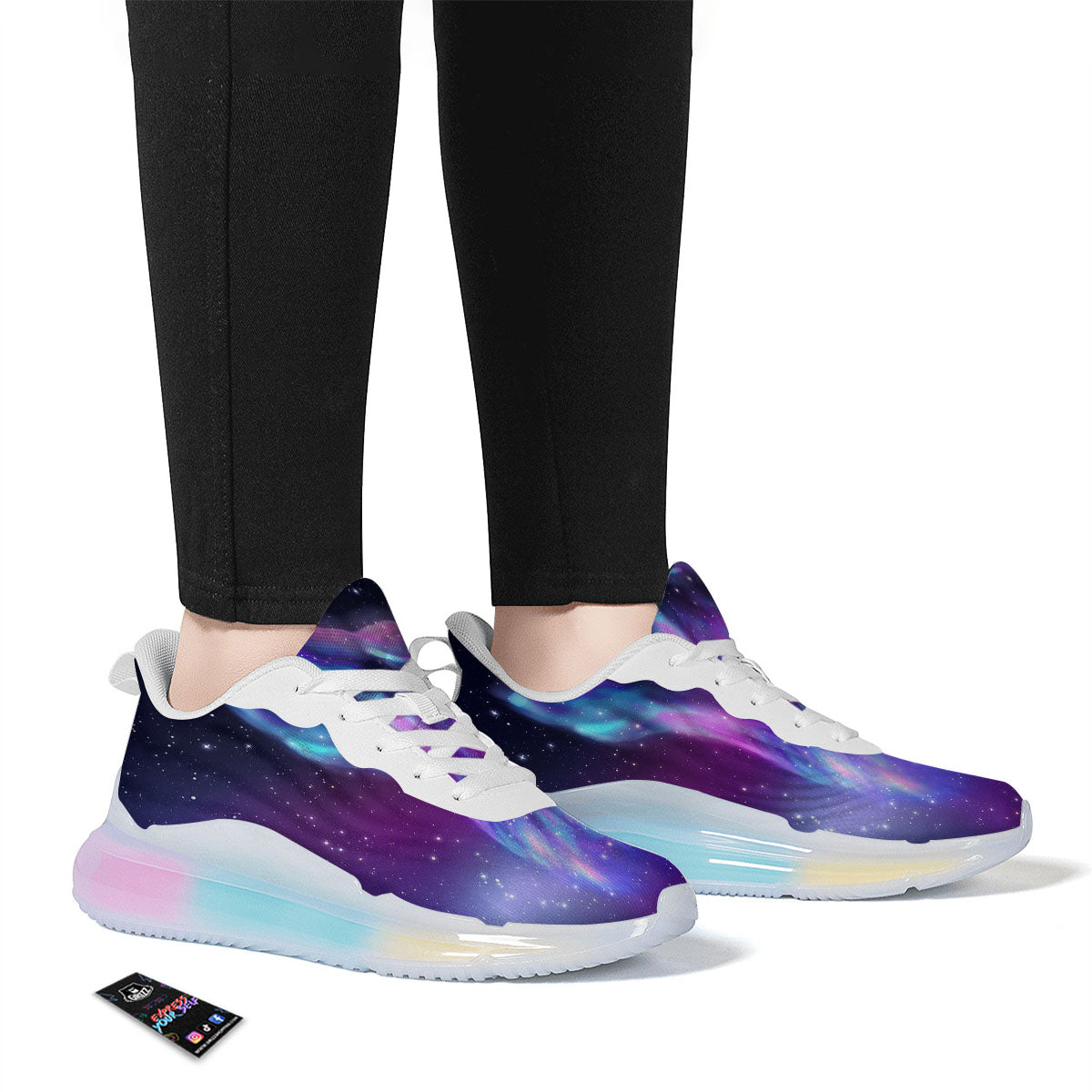 Wolf Spirit Aurora Howling Print Running Sneakers-grizzshop