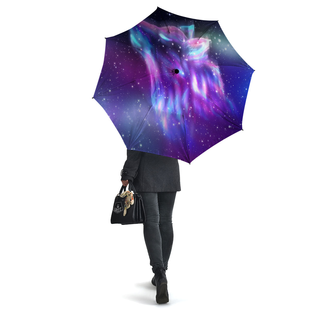 Wolf Spirit Aurora Howling Print Umbrella-grizzshop