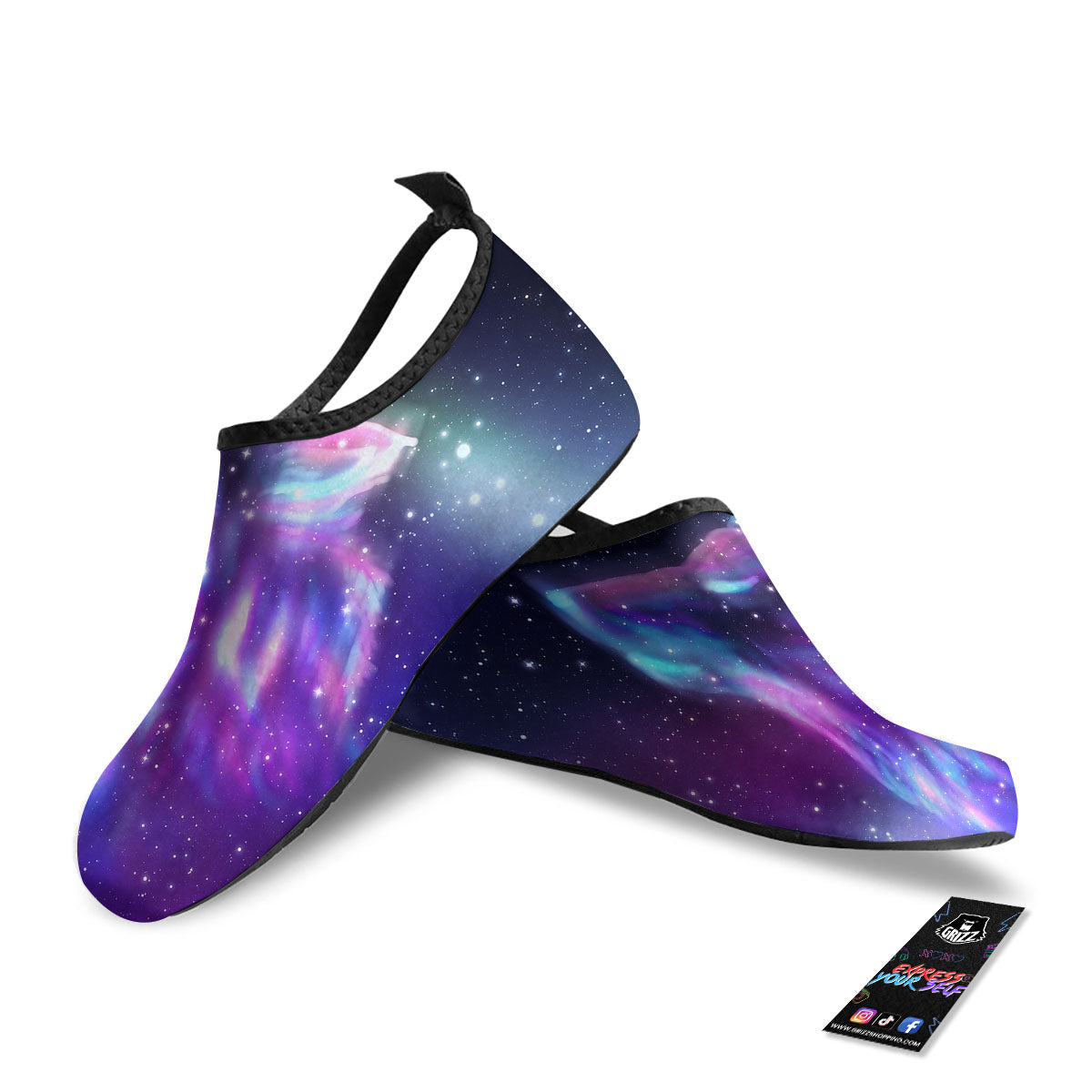 Wolf Spirit Aurora Howling Print Water Shoes-grizzshop