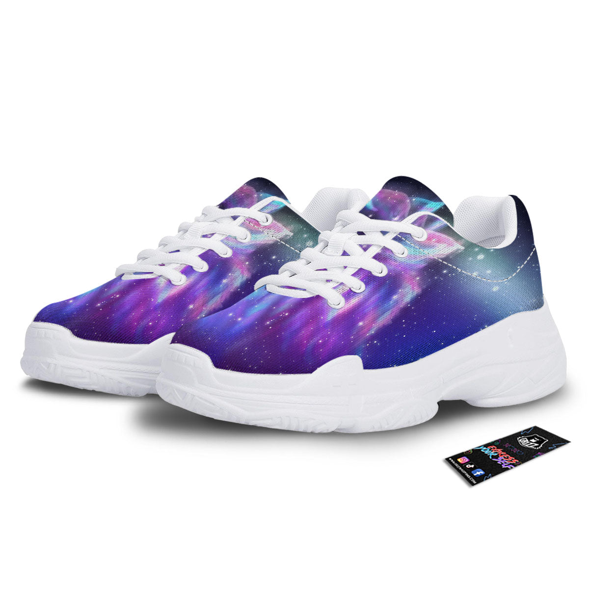 Wolf Spirit Aurora Howling Print White Chunky Shoes-grizzshop