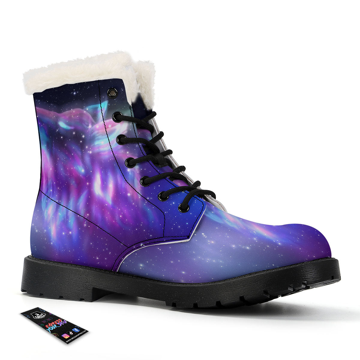 Wolf Spirit Aurora Howling Print Winter Boots-grizzshop